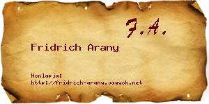 Fridrich Arany névjegykártya